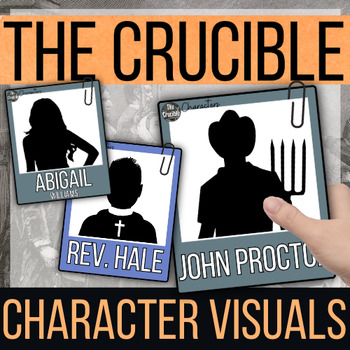 Preview of The Crucible by Arthur Miller Character Cards + Visuals for ALL characters