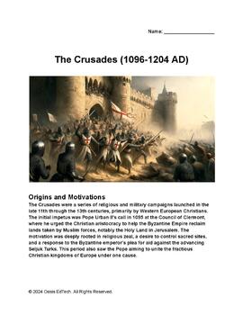 Preview of The Crusades (1096-1204 AD) Worksheet
