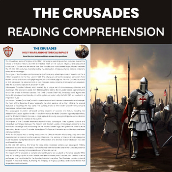 Preview of The Crusades Reading Comprehension Worksheet | Medieval Period Religious wars