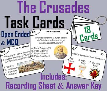 Preview of The Crusades Task Cards Activity (Middle Ages Unit: Medieval Europe, Jerusalem)