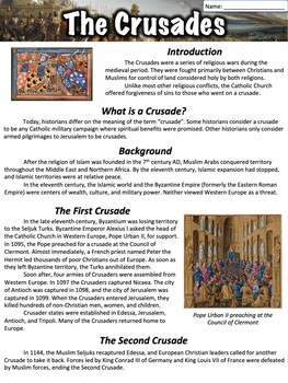Preview of The Crusades Worksheet