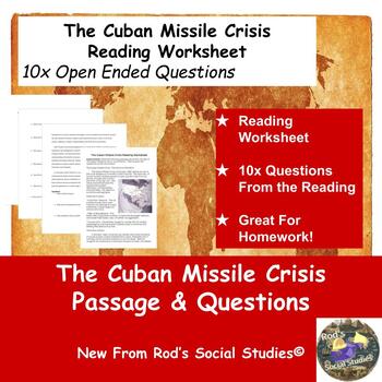 Preview of The Cuban Missile Crisis Reading Worksheet w/Answer Key **Editable**