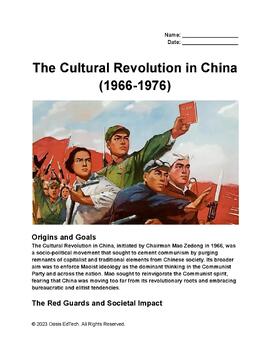 Preview of The Cultural Revolution in China (1966-1976) Worksheet