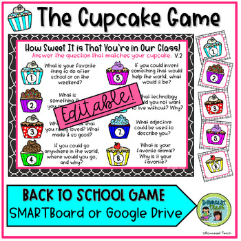 Preview of The Cupcake Game Back to School Activity