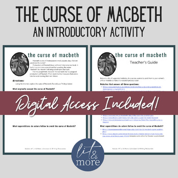 Preview of Macbeth Act I Lesson | The Curse of Macbeth Research Activity
