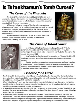 Preview of The Curse of the Pharaohs - King Tut's Curse