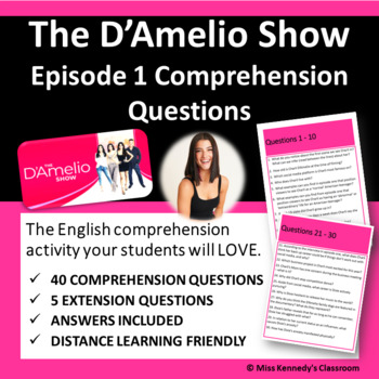 Preview of The D'Amelio Show - 45 Comprehension Questions with Answers