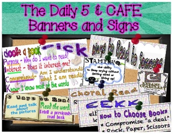 Preview of The Daily 5 and CAFE Banners, Anchor Charts, and Signs