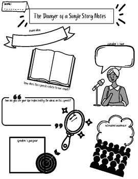 Preview of The Danger of a Single Story Sketch Notes Worksheet