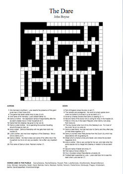 The Dare by John Boyne Review Crossword Puzzle by M Walsh TpT
