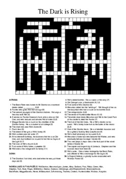 The Dark is Rising Crossword Puzzle by M Walsh TPT