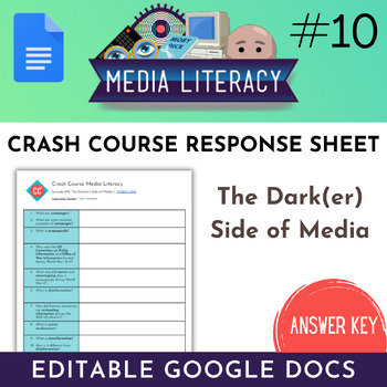 Preview of The Darker Side of Media: Crash Course Media Literacy Episode #10 Response Sheet