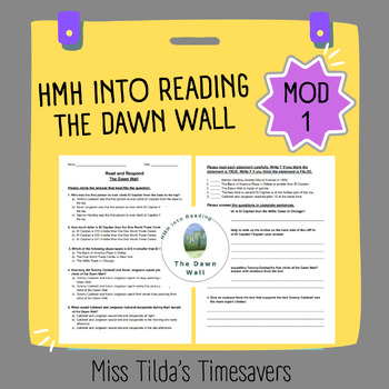 Preview of The Dawn Wall - Grade 6 HMH into Reading