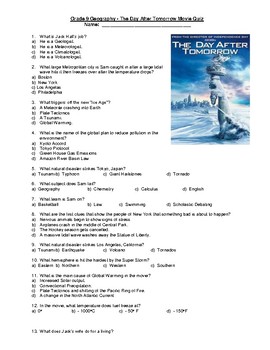 the day after tomorrow movie quiz by oldeye teachers pay teachers