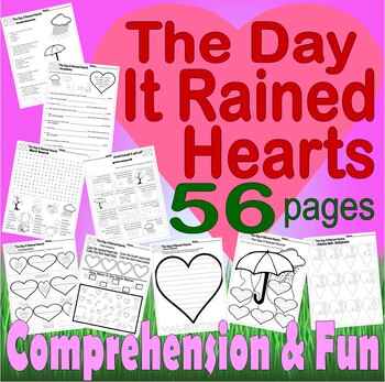 Preview of The Day It Rained Hearts Valentine's Day Read Aloud Book Companion Comprehension