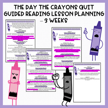 Preview of The Day The Crayons Quit Guided Reading Planning