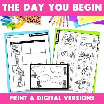 Preview of The Day You Begin by Jacqueline Woodson Graphic Organizers PRINT & DIGITAL
