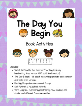 Preview of The Day You Begin - read aloud book activities and writing