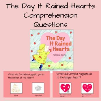 Preview of The Day it Rained Hearts Comprehension Questions Book Companion - Google slides