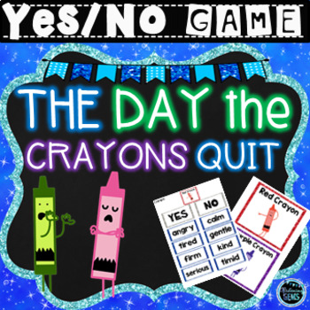 Preview of The Day the Crayons Quit Character Traits and Feelings Game