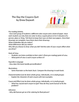 Preview of The Day the Crayons Quit – Teaching Literary Skills with Picture Books