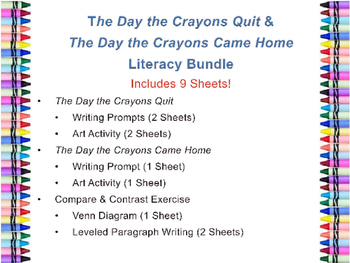 Preview of The Day the Crayons Quit & The Day the Crayons Came Home Literacy Bundle
