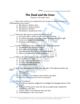 The Dead and the Gone by Susan Beth Pfeffer Chapters 16-19 Quiz