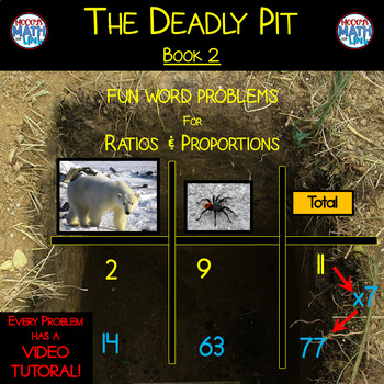 Preview of The Deadly Pit Book 2 - Ratio & Proportions (embedded Video Tutorial Links)