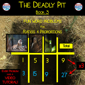 Preview of The Deadly Pit: Book 3 - Ratio & Proportions (embedded Video Tutorial Links)