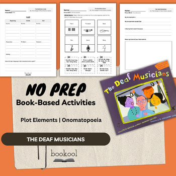 Preview of The Deaf Musicians | Literacy Activities | Plot Elements, Onomatopoeia