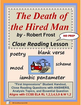 Preview of THE DEATH of the HIRED MAN by Robert Frost - Close Reading