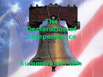 Preview of The United States Declaration of Independence - Summary Version