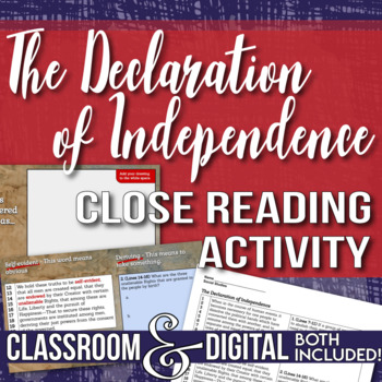 Preview of FREE - The Declaration of Independence - Close Reading and Text Analysis