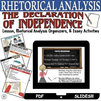Preview of The Declaration of Independence Activities Rhetorical Analysis Essay Writing
