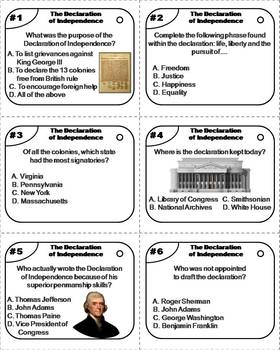 declaration of independence task cards