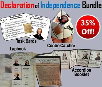 Preview of The Declaration of Independence Task Cards and Activities Bundle