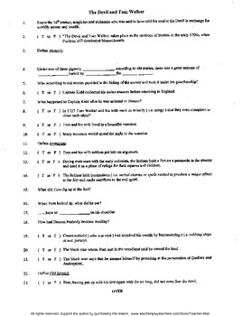 The Devil And Tom Walker Complete Guided Reading Worksheet By Teacher Man