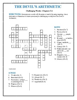 The Devil's Arithmetic: 5 Vocab Crosswords + 1 ...