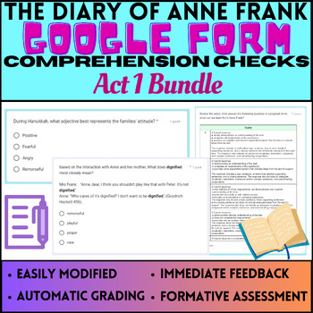 Preview of The Diary of Anne Frank Drama Act 1 Comprehension Checks