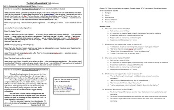 Preview of "The Diary of Anne Frank" PARCC-based test with writing prompt and rubric