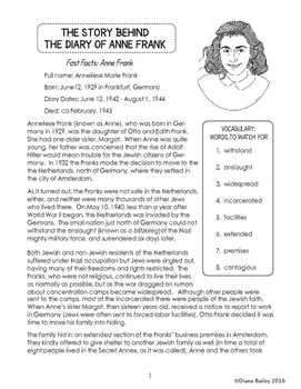 The Diary of Anne Frank Informational Texts Activities by Diana Bailey