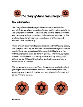 The Diary of Anne Frank project by Live Laugh Learn | TpT