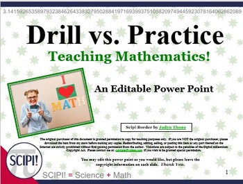 Preview of The Difference Between Drill & Practice in Math: A Teaching EDITABLE Power Point