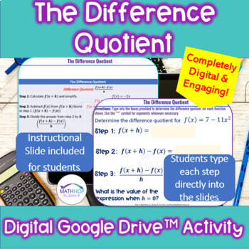 Preview of The Difference Quotient Digital Activity