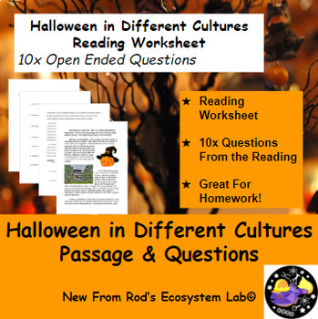 Preview of The Different  Cultures of of Halloween Fall Reading Worksheet **Editable**