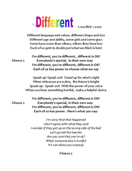 Preview of The Different Song Lyric Page