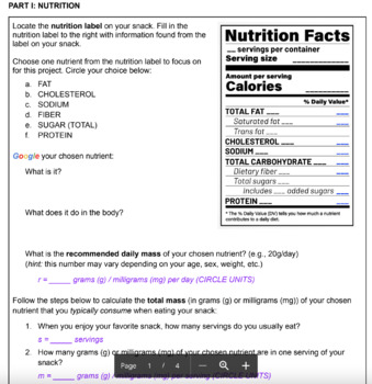 Preview of The Digestive System & Nutrition Mini Project