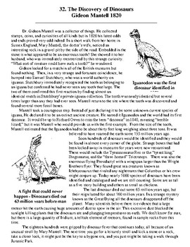 Preview of The Discovery of Dinosaurs - 1 Pg Lit Article w Quest - Good for Sub File