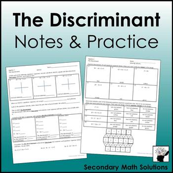 The Discriminant Notes Coloring Practice By Secondary Math Solutions