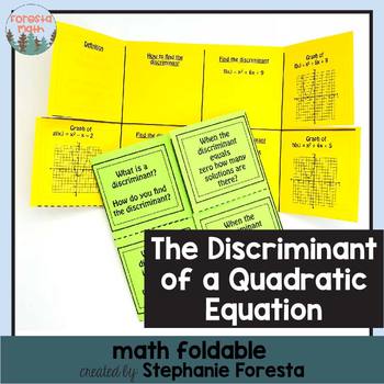 The Discriminant of a Quadratic Equation Math Foldable by Foresta Math